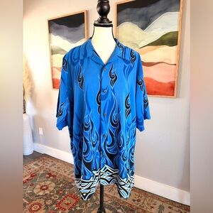 Blue Flame Casual Button Down Shirt